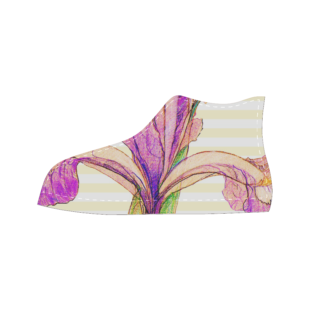 Purple Iris Women's Classic High Top Canvas Shoes (Model 017)