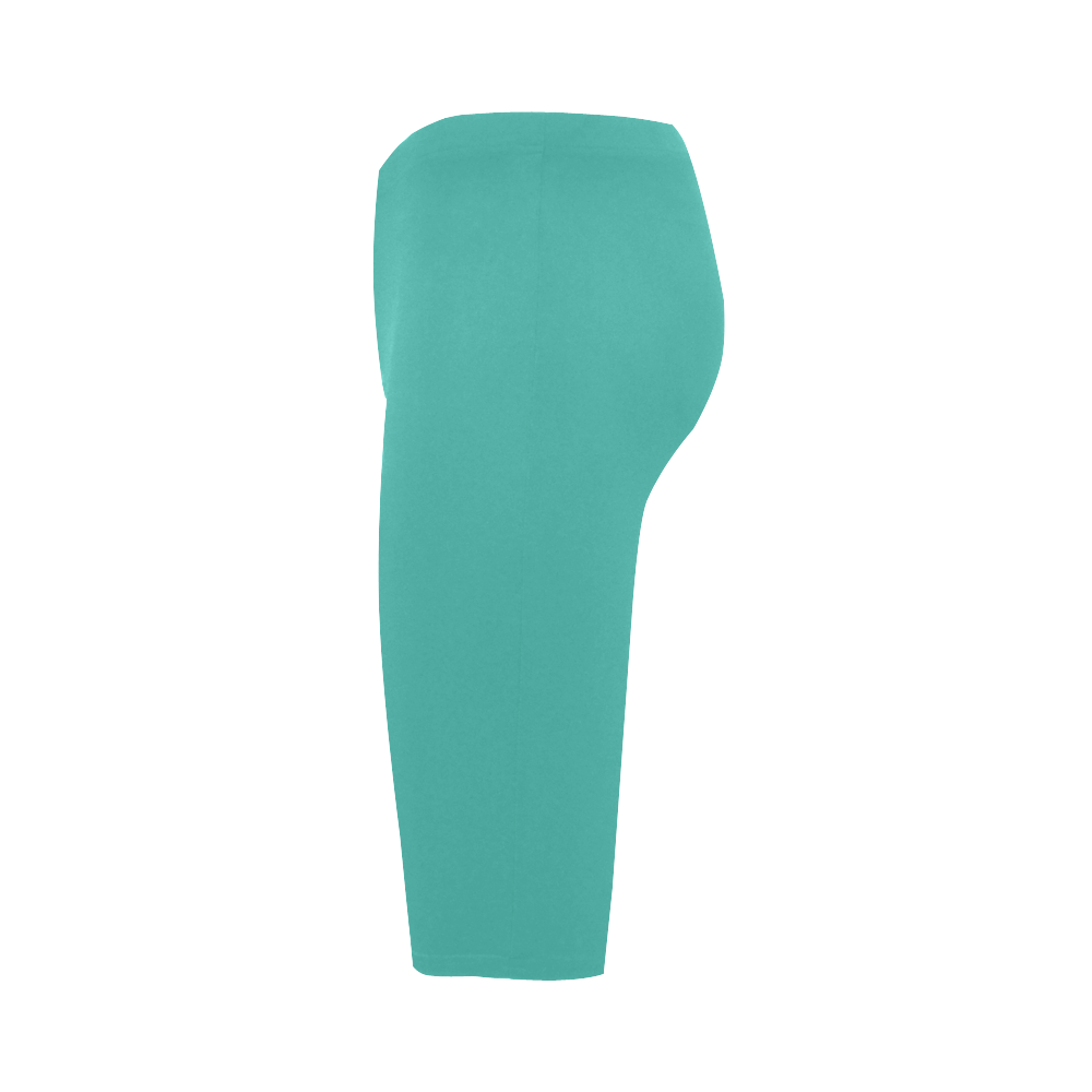 Turquoise Color Accent Hestia Cropped Leggings (Model L03)