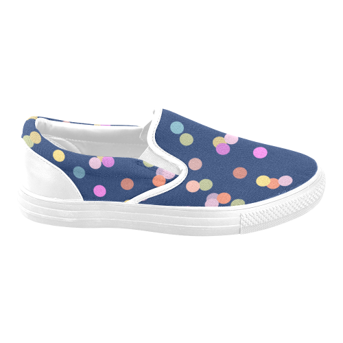 Playful Polka Dots Women's Unusual Slip-on Canvas Shoes (Model 019)