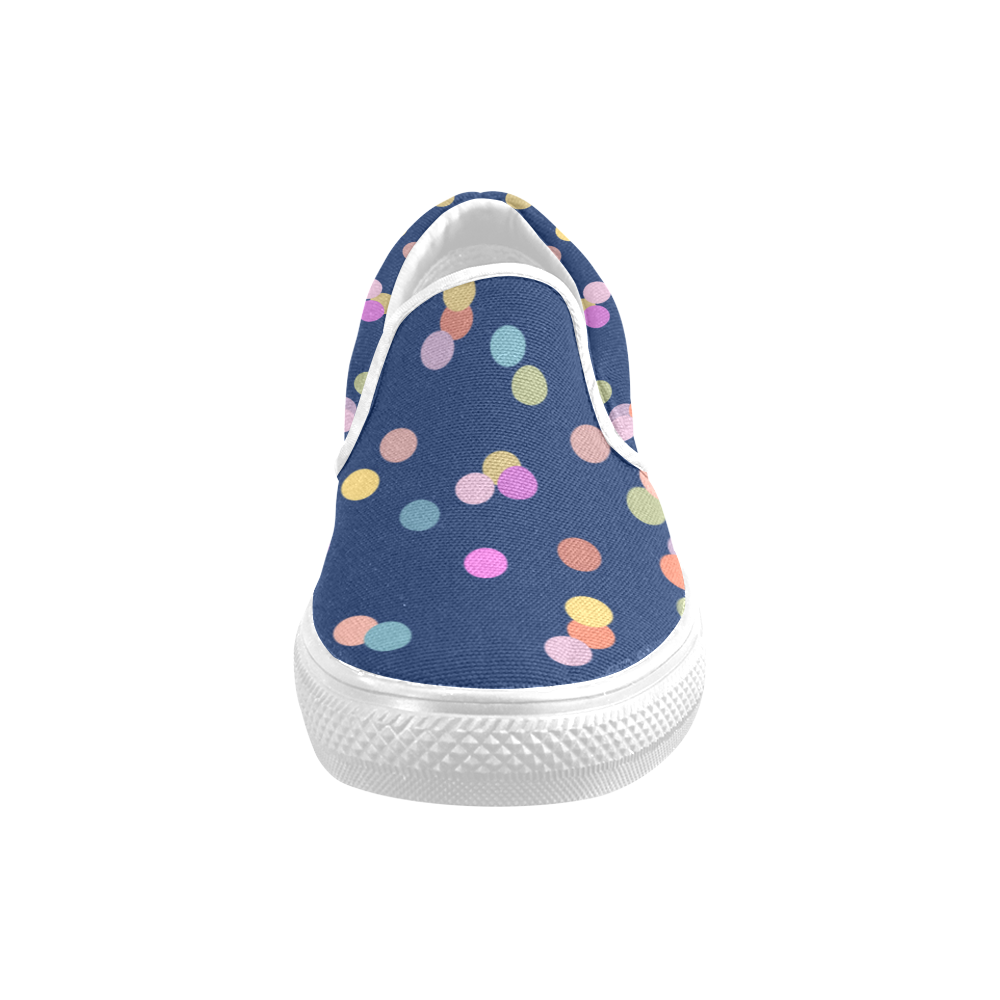 Playful Polka Dots Women's Unusual Slip-on Canvas Shoes (Model 019)