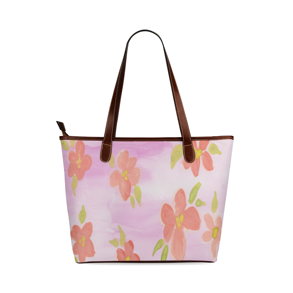 watercolor flower pattern Shoulder Tote Bag (Model 1646)