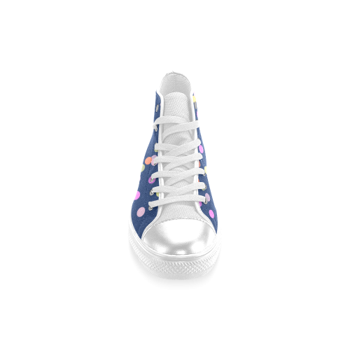 Playful Polka Dots Women's Classic High Top Canvas Shoes (Model 017)