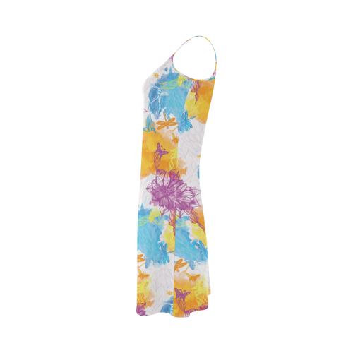 vibrant flower watercolor Alcestis Slip Dress (Model D05)