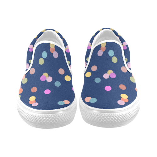 Playful Polka Dots Women's Unusual Slip-on Canvas Shoes (Model 019)