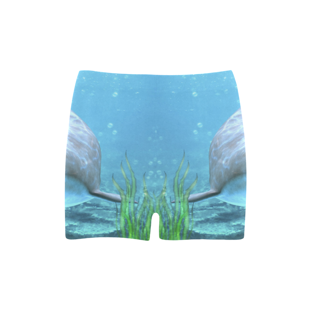 A proud dolphin swims in the ocean Briseis Skinny Shorts (Model L04)