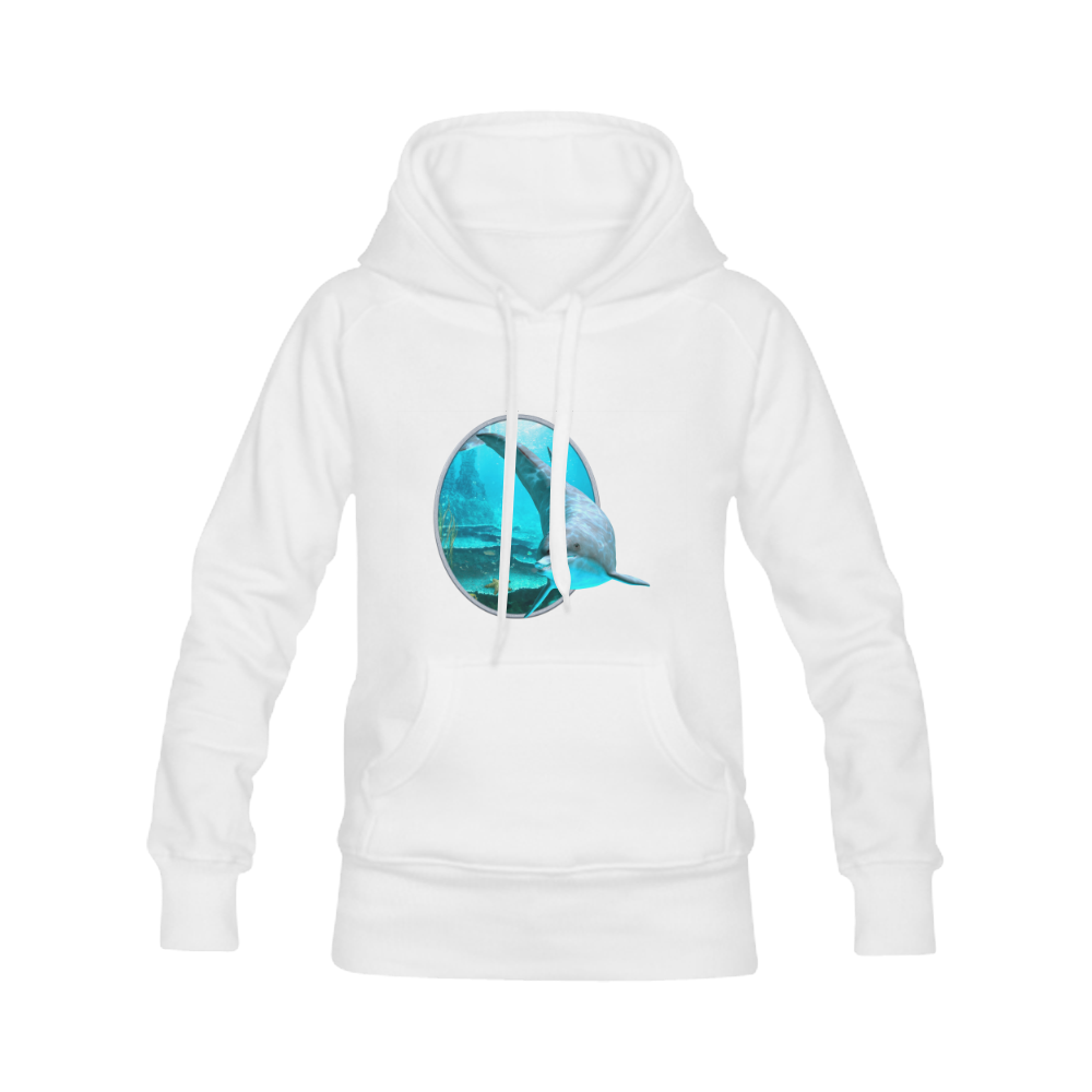 A proud dolphin swims in the ocean Women's Classic Hoodies (Model H07)