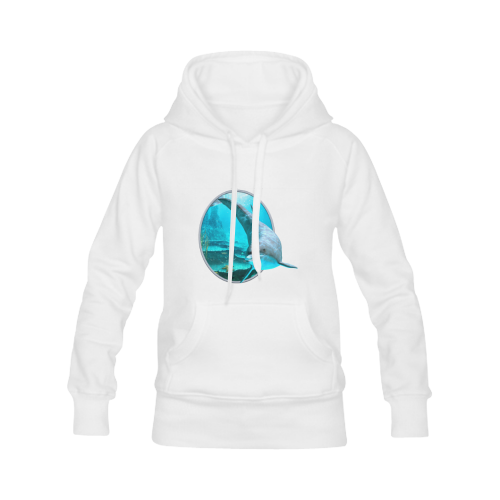 A proud dolphin swims in the ocean Women's Classic Hoodies (Model H07)