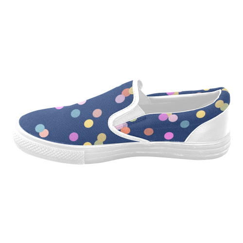 Playful Polka Dots Women's Unusual Slip-on Canvas Shoes (Model 019)