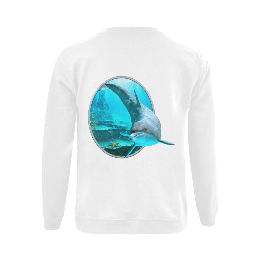 A proud dolphin swims in the ocean Gildan Crewneck Sweatshirt(NEW) (Model H01)