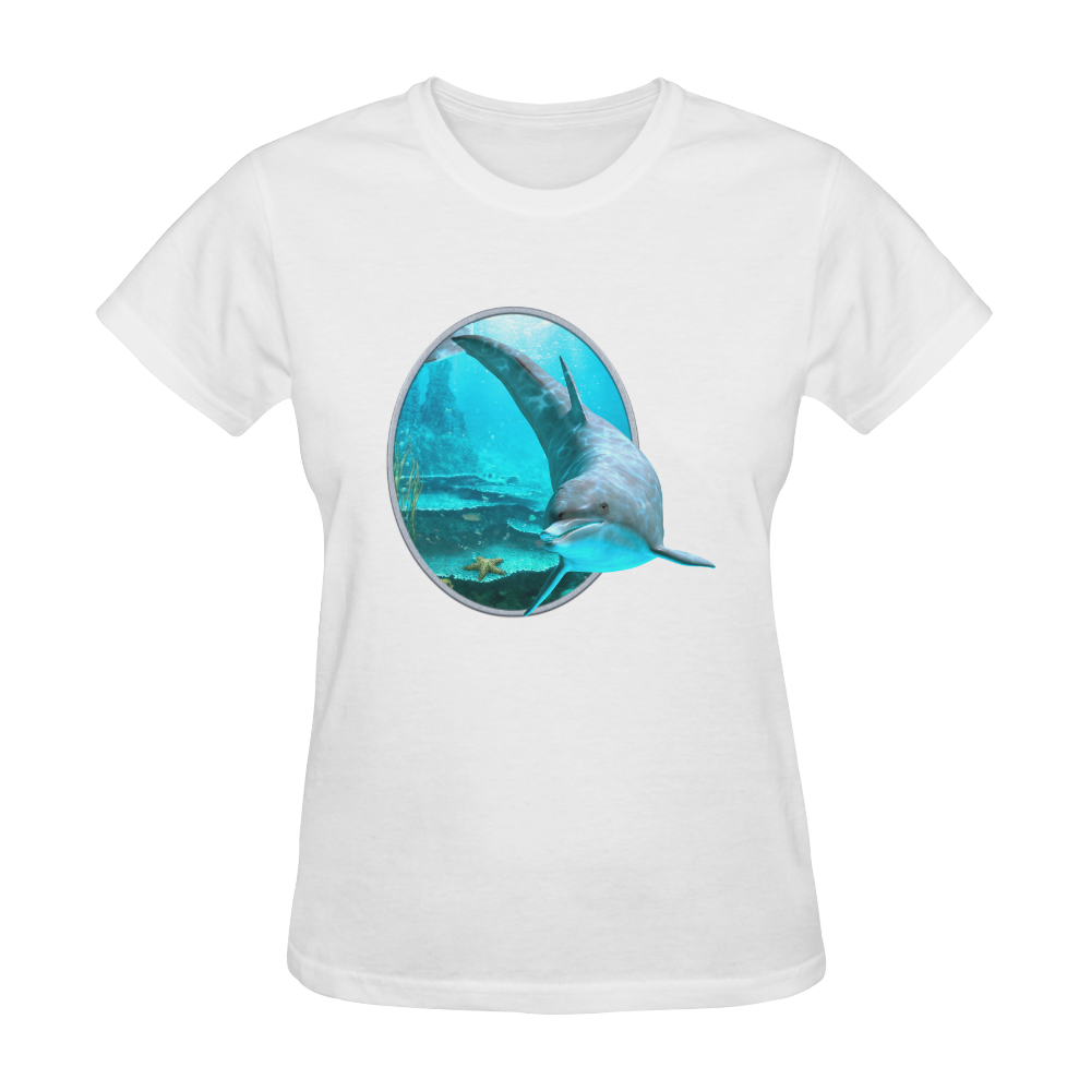 A proud dolphin swims in the ocean Sunny Women's T-shirt (Model T05)