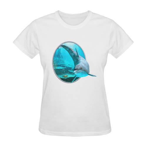 A proud dolphin swims in the ocean Sunny Women's T-shirt (Model T05)