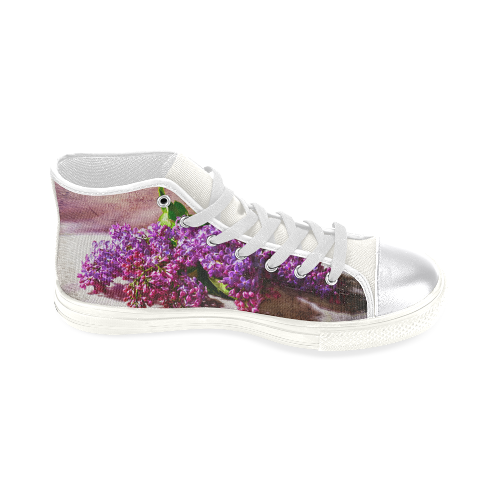 Heaven Scent with white decor Women's Classic High Top Canvas Shoes (Model 017)