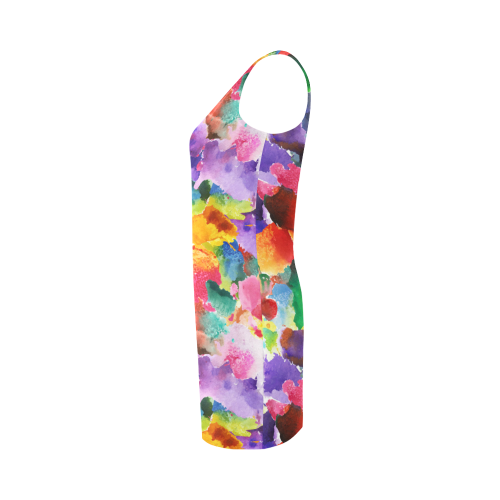 vibrant flower watercolor Medea Vest Dress (Model D06)