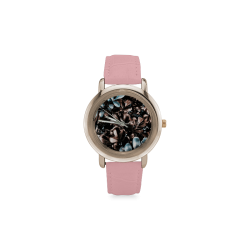 Foliage #5 - Jera Nour Women's Rose Gold Leather Strap Watch(Model 201)