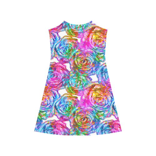 vibrant flower watercolor Alcestis Slip Dress (Model D05)