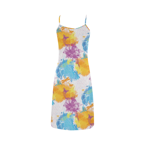 vibrant flower watercolor Alcestis Slip Dress (Model D05)