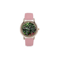 Foliage #6 - Jera Nour Women's Rose Gold Leather Strap Watch(Model 201)