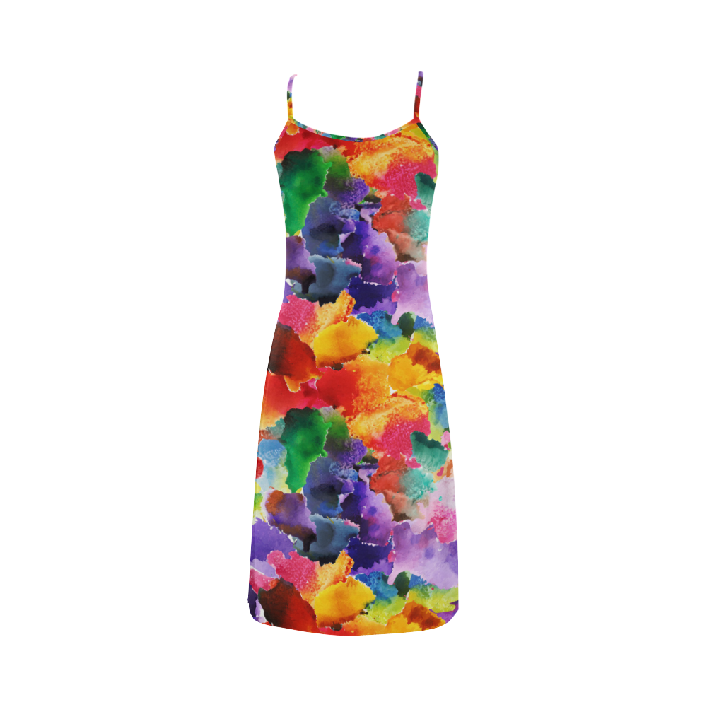 vibrant flower watercolor Alcestis Slip Dress (Model D05)