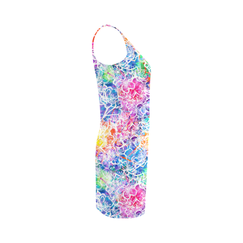 vibrant flower watercolor Medea Vest Dress (Model D06)