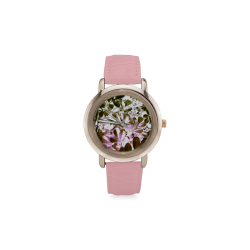 Foliage #4 - Jera Nour Women's Rose Gold Leather Strap Watch(Model 201)