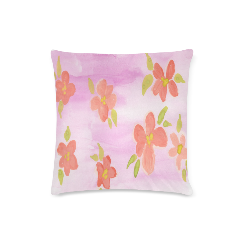 watercolor flower pattern Custom Zippered Pillow Case 16"x16"(Twin Sides)