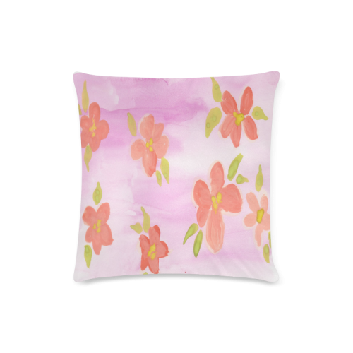 watercolor flower pattern Custom Zippered Pillow Case 16"x16"(Twin Sides)