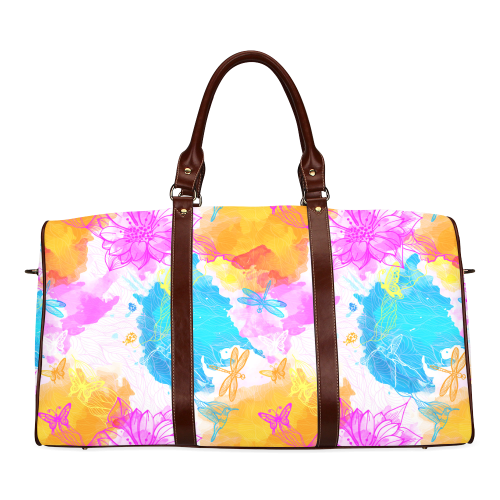 vibrant flower watercolor Waterproof Travel Bag/Small (Model 1639)