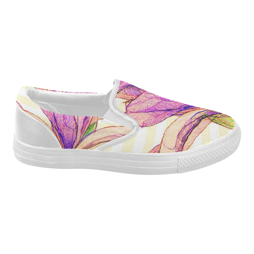 Purple Iris Women's Slip-on Canvas Shoes (Model 019)
