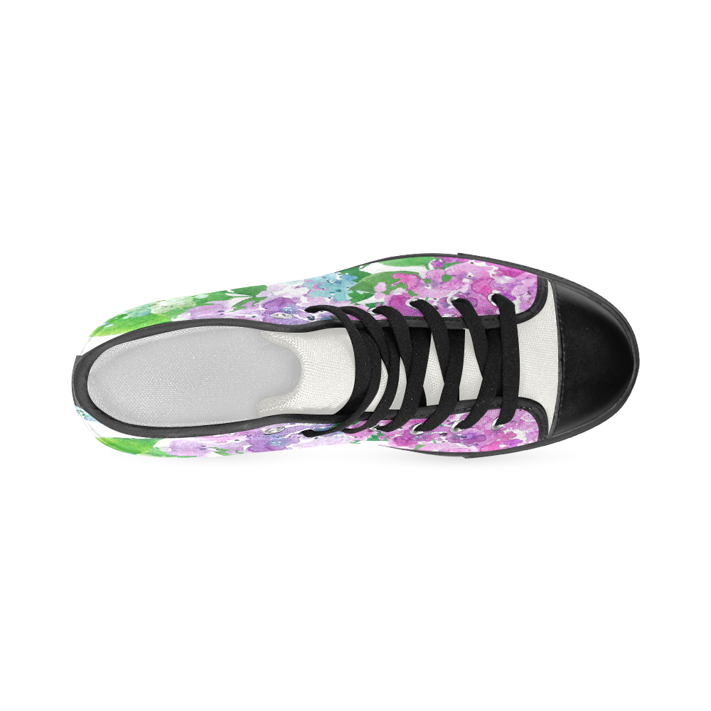 Watercolor Hydrangea Women's Classic High Top Canvas Shoes (Model 017)