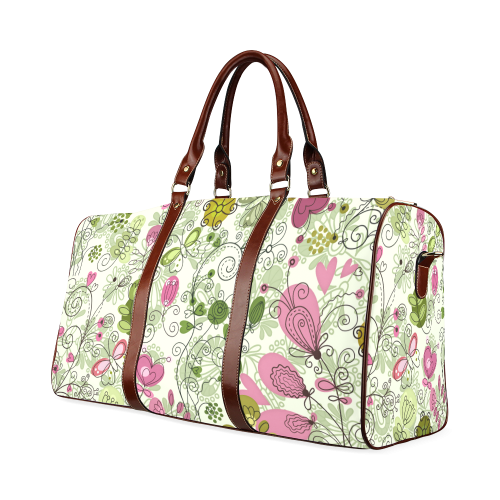 doodle flowers Waterproof Travel Bag/Small (Model 1639)