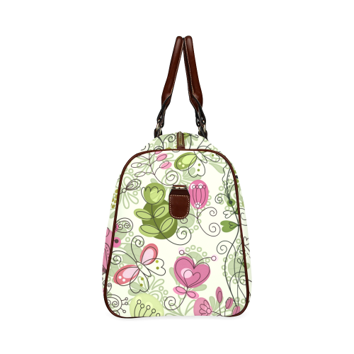 doodle flowers Waterproof Travel Bag/Large (Model 1639)