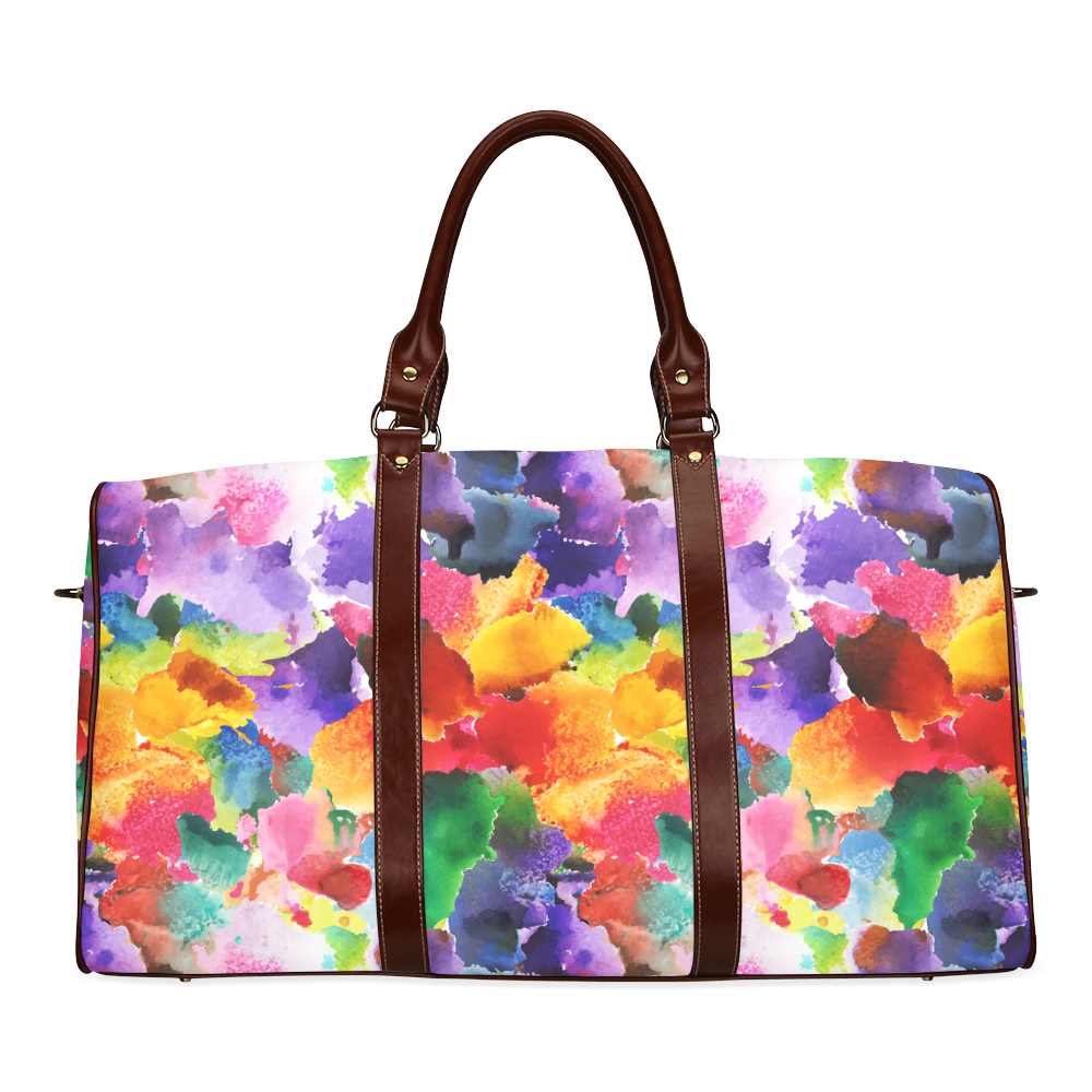 vibrant flower watercolor Waterproof Travel Bag/Small (Model 1639)