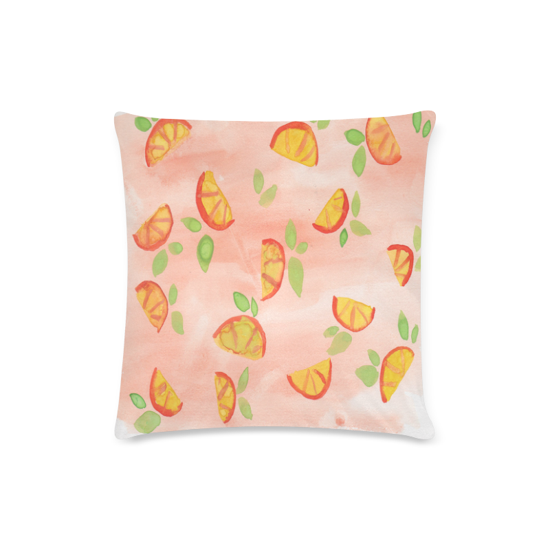 watercolor fruit slices Custom Zippered Pillow Case 16"x16"(Twin Sides)