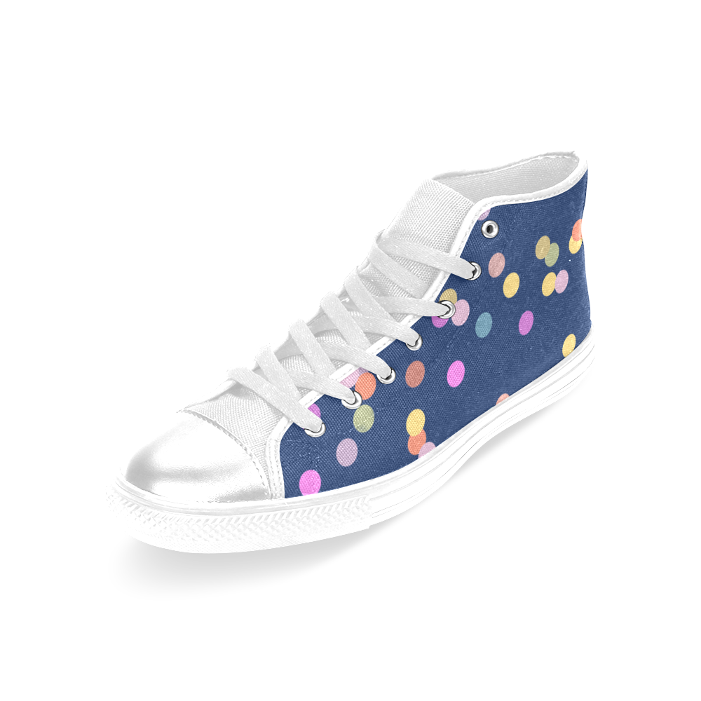 Playful Polka Dots Women's Classic High Top Canvas Shoes (Model 017)