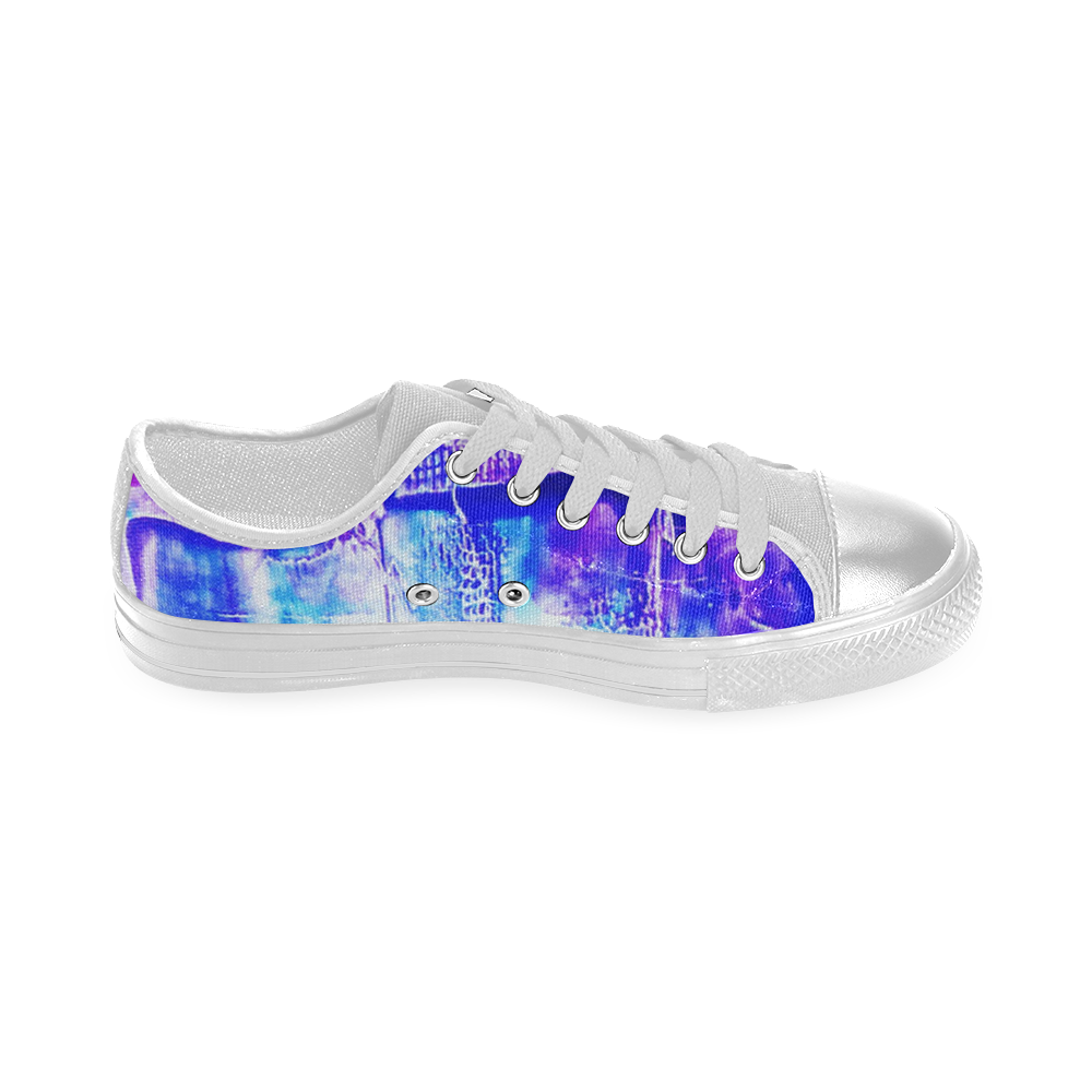 Abstract Blue and Magenta Women's Classic Canvas Shoes (Model 018)