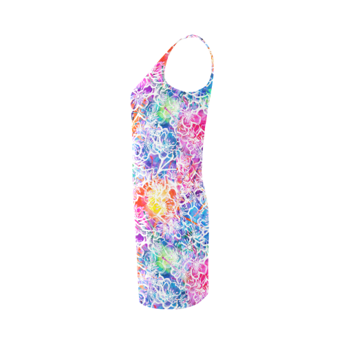 vibrant flower watercolor Medea Vest Dress (Model D06)