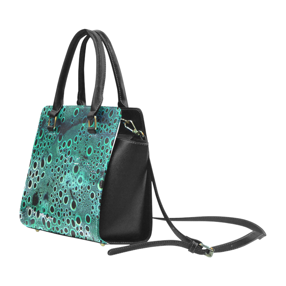 Green Bubbles Rivet Shoulder Handbag (Model 1645)