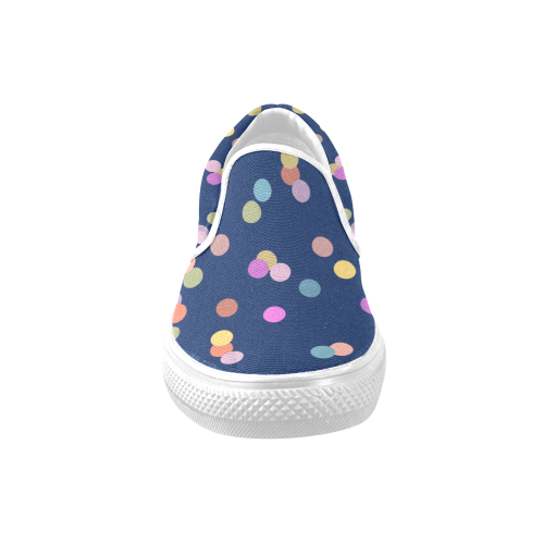 Playful Polka Dots Women's Unusual Slip-on Canvas Shoes (Model 019)