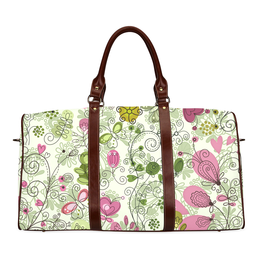 doodle flowers Waterproof Travel Bag/Small (Model 1639)