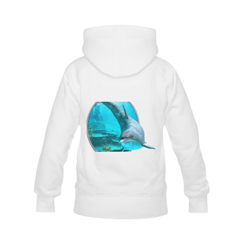 A proud dolphin swims in the ocean Women's Classic Hoodies (Model H07)