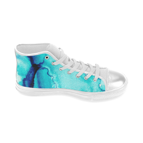 Tourqoise and Blue Women's Classic High Top Canvas Shoes (Model 017)