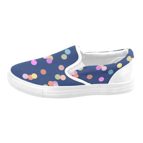Playful Polka Dots Women's Unusual Slip-on Canvas Shoes (Model 019)