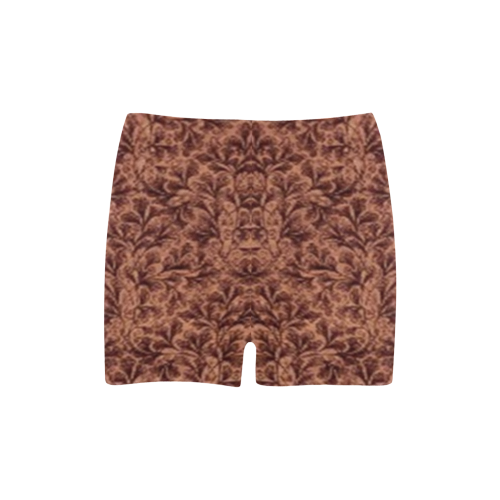 Vintage Floral Lace Leaf Coffee Brown Briseis Skinny Shorts (Model L04)