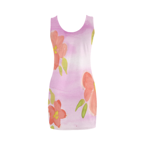 watercolor flower pattern Medea Vest Dress (Model D06)