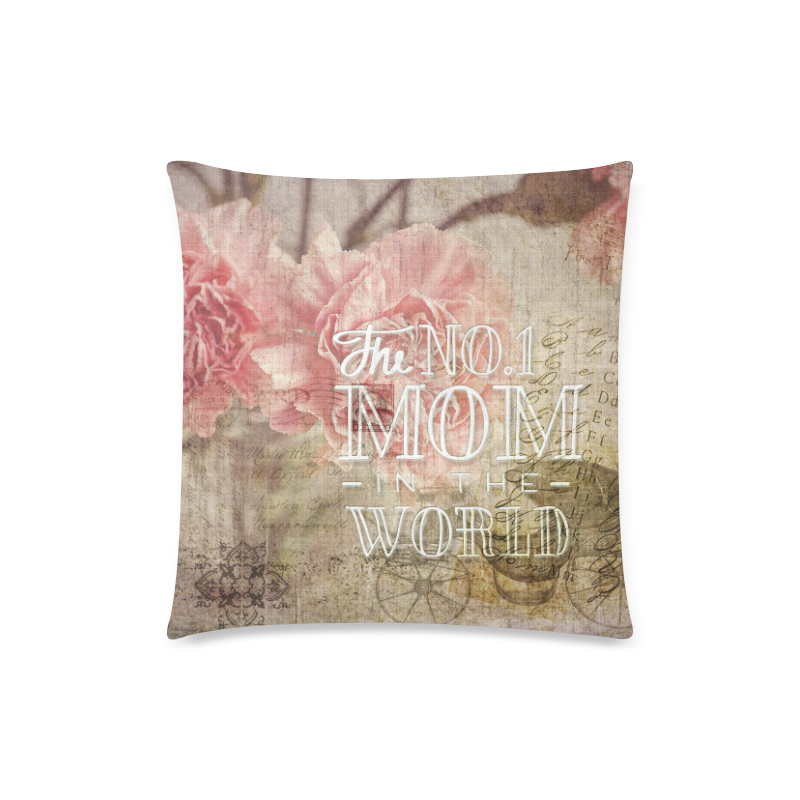 Vintage carnations for the best mom Custom Zippered Pillow Case 18"x18" (one side)