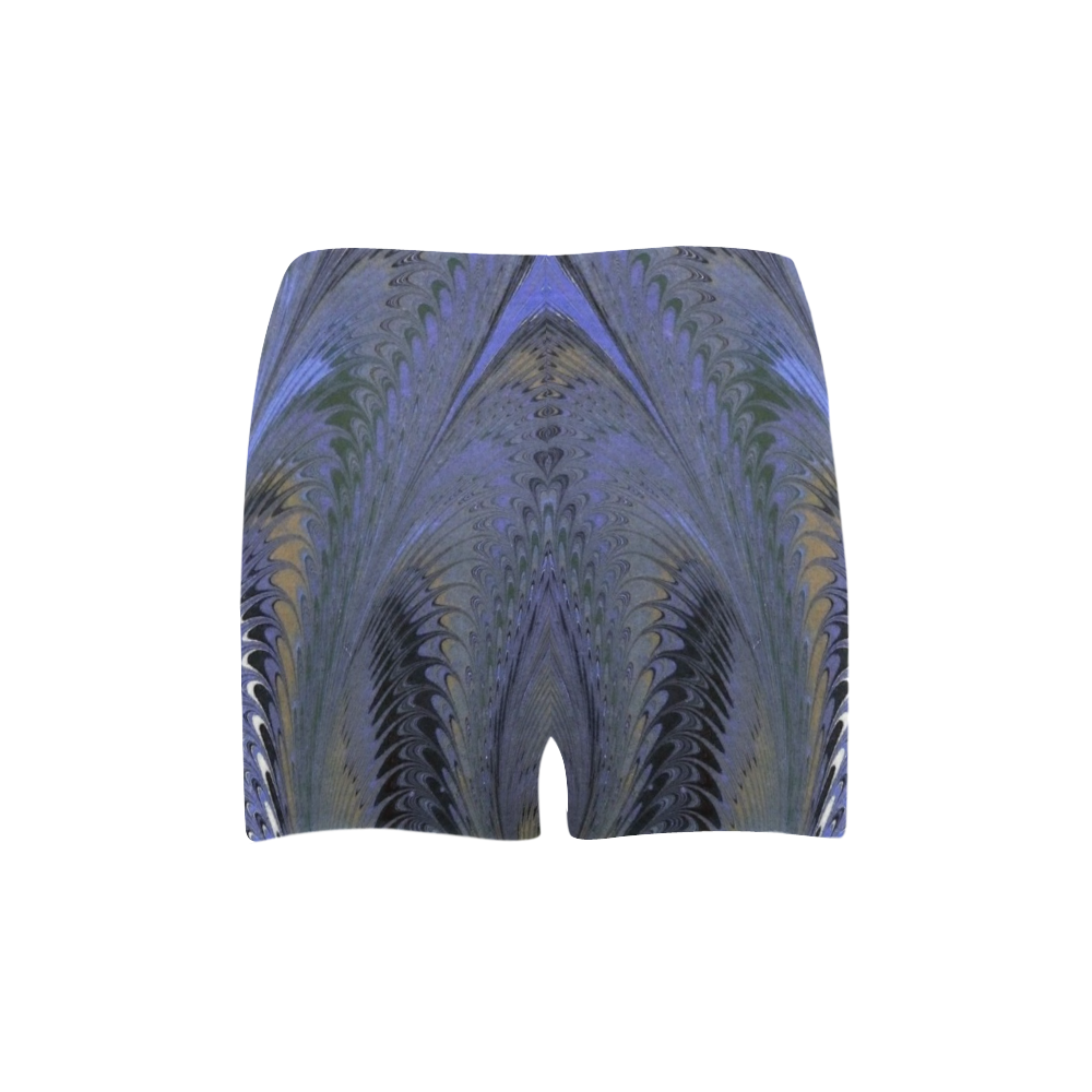 Retro Marbleized Waves Periwinkle Blue Briseis Skinny Shorts (Model L04)