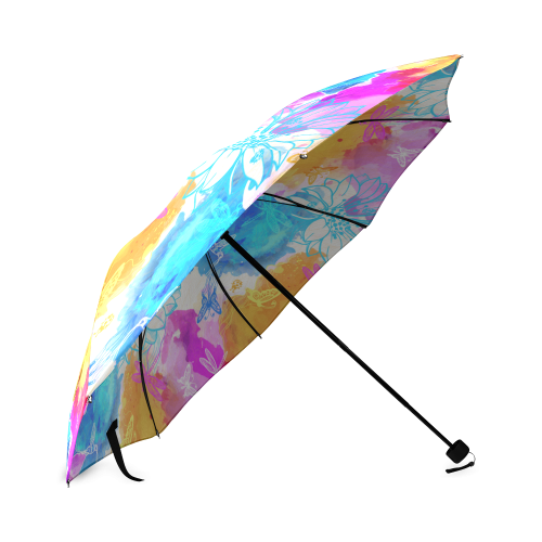 vibrant flower watercolor Foldable Umbrella (Model U01)