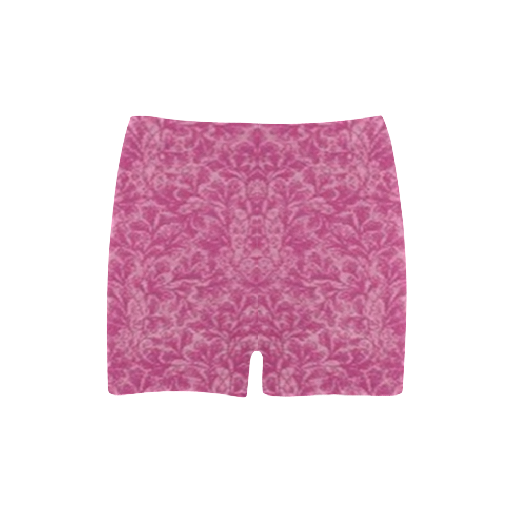 Vintage Floral Lace Leaf Fuchsia Pink Briseis Skinny Shorts (Model L04)