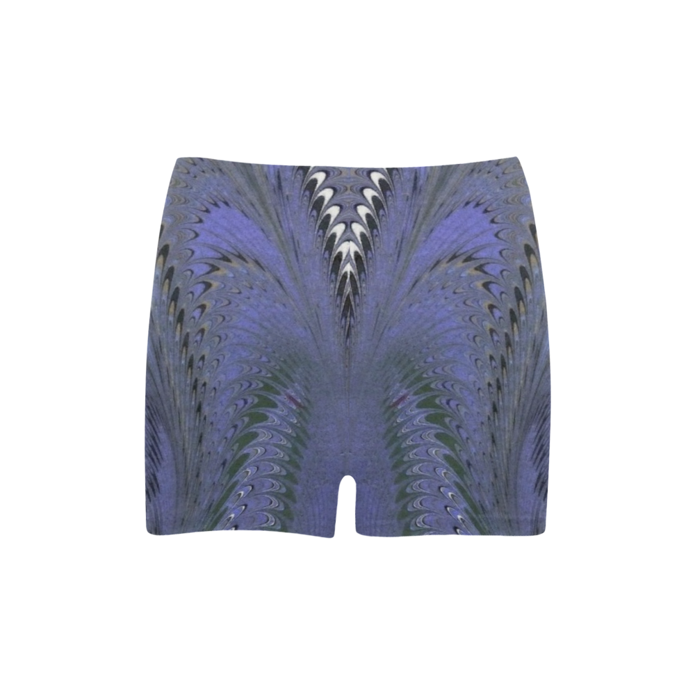 Retro Marbleized Waves Periwinkle Blue Briseis Skinny Shorts (Model L04)