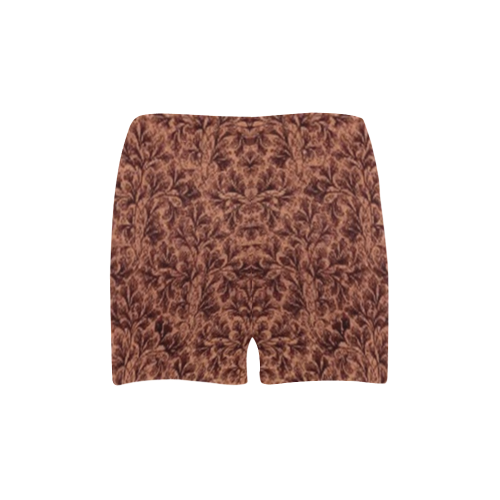 Vintage Floral Lace Leaf Coffee Brown Briseis Skinny Shorts (Model L04)